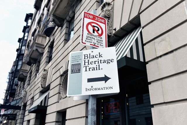 The Boston Museum of African-American History Black Heritage Trail sign.