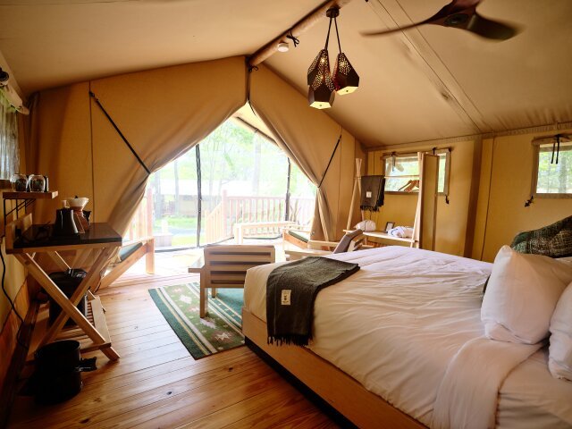 Inside glamping tent at Terramor Outdoor Resort