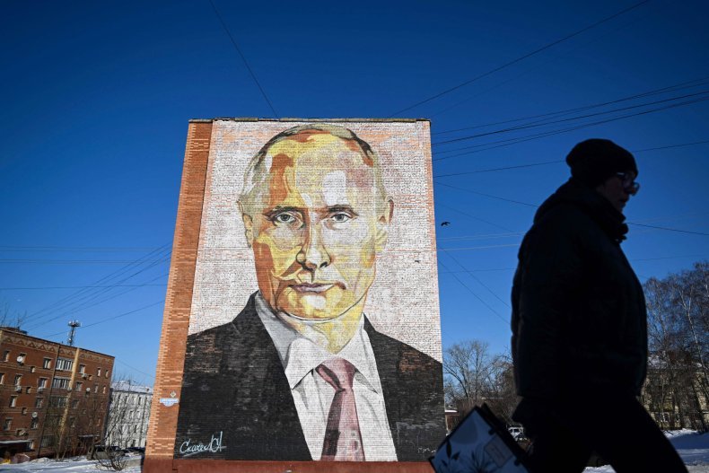 Putin mural south of Moscow 2023 war