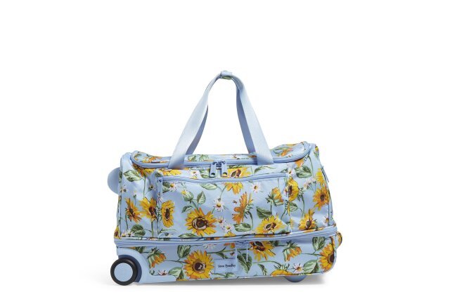 Vera Bradley Foldable Rolling Duffel Bag with sunflower design