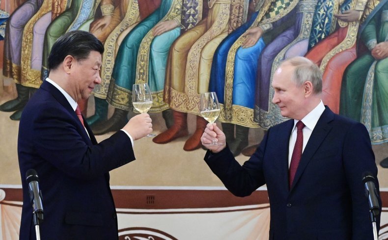 China, Xi, and, Russia, Putin, toast