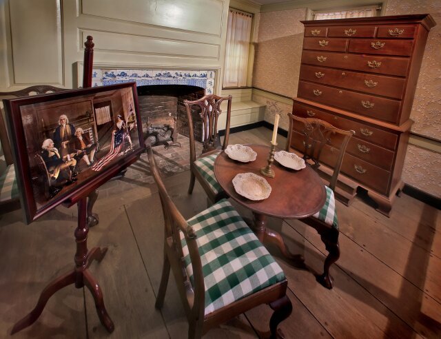Interior of dining area at the Betsy Ross House in Philadelphia, Pennsylvania