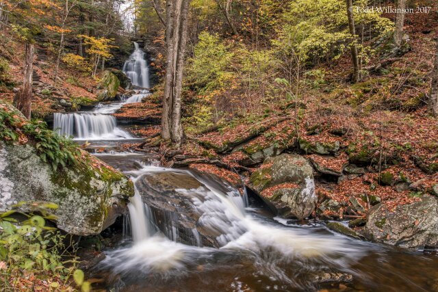 Waterfall at Ricketts Glen State Park in the fall
