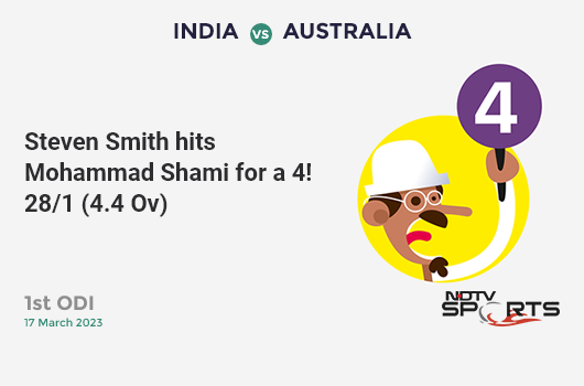 IND vs AUS: 1st ODI: Steven Smith hits Mohammad Shami for a 4! AUS 28/1 (4.4 Ov). CRR: 6