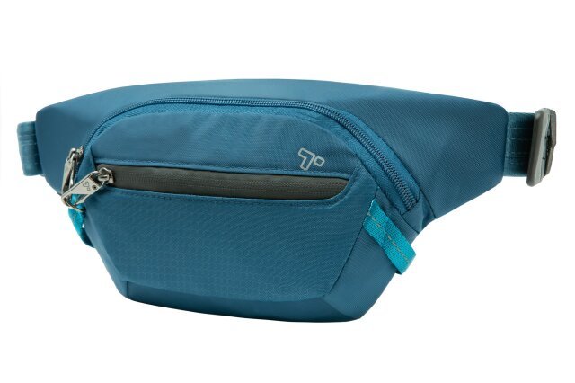 Travelon Anti-Theft Active Waist Pack in blue against white background