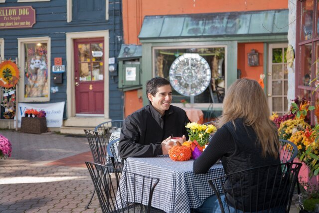Couple at an outdoor cafe in Frenchtown, New Jersey.